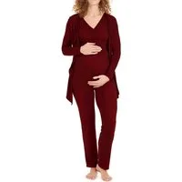 Herzmutter Umstandspyjama Stillpyjama-Set - Schwangerschafts-Wochenbett-Set (Set, 3 tlg., Hose-Top-Cardigan) Homewear