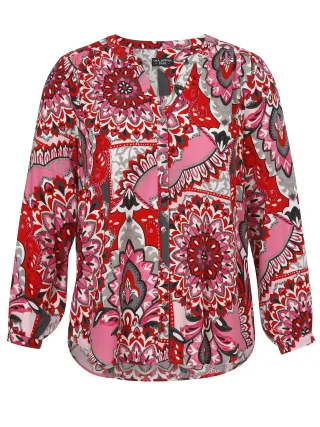 VIA APPIA DUE - Bluse V-Ausschnitt 1/1 Arm Druck pink multicolor - Gr. - 44