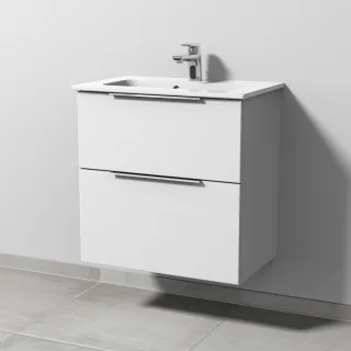 Sanipa 3way Waschtischunterbau zu Duravit ME by Starck Waschtisch mit 2 Auszügen, Weiß-Soft UM72243
