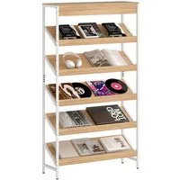 COSTWAY Bücherregal, 6-stöckiges freistehendes Lagerregal mit schräger Anzeige