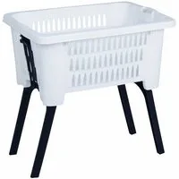 Spetebo Wäschekorb Wäschekorb mit Standbeinen 60 x 40 cm - weiß