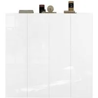 OTTO home Schuhschrank SMILE Breite 124 cm, Höhe 114 cm, Schuhregal mit 5 Ebenen, 10 Fächer, Schuhkommode in Weiss Hochglanz Lack