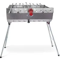 Grillpeter Holzkohlegrill Mangal Set Taschkent Schaschlikgrill mit 9er Drehspieß Spieße Motor