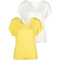 Vivance by Lascana Kurzarmshirt mit sommerlicher Häkelspitze am Rücken (2er-Pack) aus luftigem Viskose-Stretch