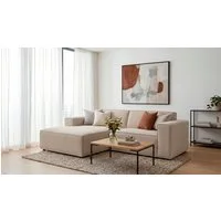 OTTO home Ecksofa Avelin, 228 cm, L-Form, Chenille, Struktur-Boucle, mit Wellenunterfederung, Kedernaht, bodentief, Skandi-Design
