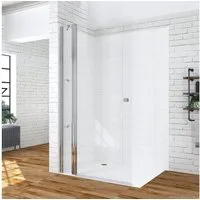 AQUABATOS Walk-in-Dusche Duschwand Walk in Duschabtrennung Duschtrennwand Glas Duschtür Dusche, 6 mm Einscheibensicherheitsglas mit Nanobeschichtung, Drehtür 85 90 95 100 105 110 115cm mit Festteil Duschablagen