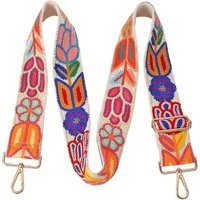 MOPUEA Schulterriemen Ersatzband Schultergurt Taschenband Taschengurt blumig (Verstellbarer breiter Crossbody-Schultergurt mit Häkelblumen, 1-St) für Handtasche, Geldbörsenriemen, Vintage Ersatzriemen