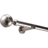 Deco-Raum Gardinenstange Kugel in Edelstahl-optik, Ø 25 mm, 1-läufig, kürzbar, Wunschmaßlänge, Bohren, verschraubt, Metall, Komplett-Set mit Montagematerial