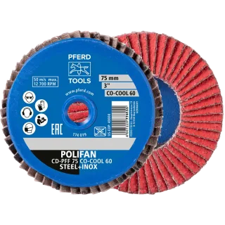 PFERD TOOLS COMBIDISC Keramikkorn Mini-POLIFAN CD Ø 75mm CO-COOL80 für kühlen Schliff auf Edelstahl - 42719109