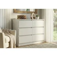 Home Collective Kommode mit 6 Schubladen 95, 120, 140, 160 cm breit Holz Schrank (Highboard Anrichte Schlafzimmer Wohnzimmer Flur Büro Organizer), Kommode 95 cm breit Kommode Sideboard, Weiß