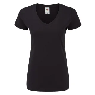 Fruit of the Loom - "Iconic 150" T-Shirt V-Ausschnitt für Damen (Schwarz)