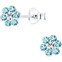 ALEXANDER YORK Paar Ohrstecker BLUME Kristall aqua, 2-tlg., 925 Sterling Silber