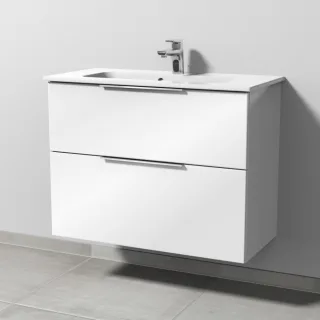 Sanipa 3way Waschtischunterbau zu Duravit ME by Starck Waschtisch mit 2 Auszügen, Weiß-Glanz UF72378