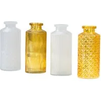 Levandeo® Dekovase, 4er Set Vase Gelb H14cm Glas Blumenvase Tischdeko Frühling