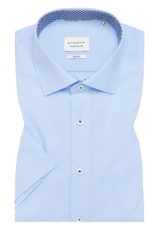 ETERNA - Original Shirt Popeline Kurzarm hellblau - Gr. - 42/Kurzarm