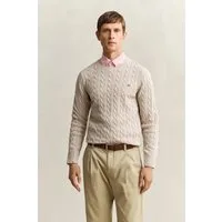 Gant Strickpullover COTTON CABLE C-NECK mit Wappen-Logostickerei auf der Brust