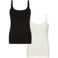 bonprix Shirttop (Packung, 2-tlg) modischer Stil, Slim fit Passform, ohne Ärmel, mit Spitzenborte