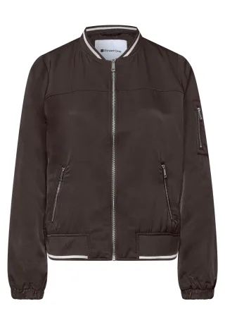 Street One - Satin-Blouson mit Streifendetails black coffee - Gr. - 46