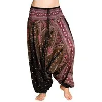 PANASIAM Haremshose Aladinhose im schönen Peacock Design Haremshose aus 100% natürlicher Viskose auch als Overall tragbar Damen Pumphose bequeme Freizeithose