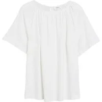 s.Oliver Kurzarmbluse Bluse Leinenmixbluse mit Raffungen