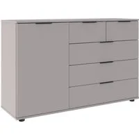Wimex Kombikommode Tilburg, Sideboard 130x43x83cm, Made in Germany, mit schwarzen Metallgriffen, Stauraum hinter 1 Tür und in 5 Schubladen