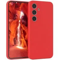 EAZY CASE Handyhülle für Samsung Galaxy S24 Hülle Silikon 6,2 Zoll, Silikon Schutzhülle mit Kameraschutz stoßfest Handycover elastisch Rot