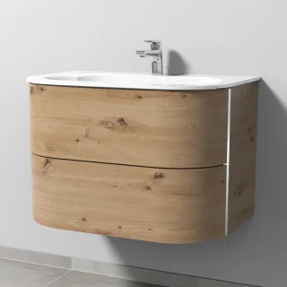 Sanipa 4balance Glas-Set mit 2 Auszügen, Eiche Natural-Touch, DL20285 DL20285