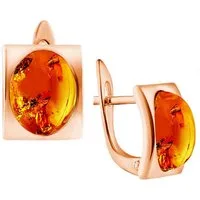 Golders Paar Creolen aus vergoldetem 925 Sterlingsilber, viereckig (Set, 2-tlg., Set), mit cognac oder grünen Bernsteinen Silberschmuck für Damen
