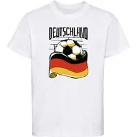 MyDesign24 T-Shirt Kinder Fussball Print Shirt - Deutschland Fahne mit Fussball Bedrucktes Jungen und Mädchen Fussball T-Shirt i485