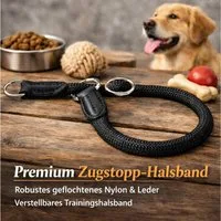 Illes-Laedchen Hunde-Halsband Hundehalsband Zugstopp mit Hundeleine Führleine im Set, in robuster und hochwertiger Qualität