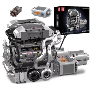 Mould King 10201 Technical Car Building Block Motorized Bug SuperCar W16 Engine with Gearbox Building Block Brick Kids G
