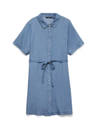 VERO MODA - VMBREE SS SHORT TENCEL SHIRT DRESS Medium Blue Denim - Gr. - M