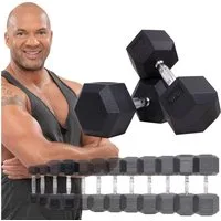 Miweba Sports Hantel-Set Premium Hexagon Kurzhantel Set HGH100 - 7 verschiedene Varianten, (2er-Set, Hantelpaar, Gusseisen-Kern, kreuzgerändelte Struktur, konische Form), Hantelgewichte Gewichte Fitness Sport Hantel Kurzhantel Set