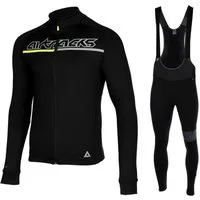 Airtracks Fahrradhose Herren Winter Radtrikot Set Pro Team (Fahrradtrikot Set Thermo Fahrradhose lang, 2-tlg., Thermo Fahrradtrikot Langarm, für Herbst-Winter) » S M L XL XXL XXXL «