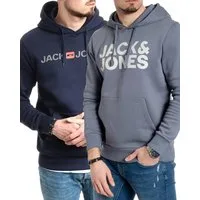 Jack & Jones Kapuzenpullover stilvolle Hoodies mit Logoprint (Spar Set, Doppelpack) Unifarbene Pullover mit flauschigem Innenfutter