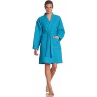 Vossen Unisex-Bademantel Rom, ideal für Sauna & Spa, Hotelbademantel, Morgenmantel, Kurzform, Waffelpiqué, Kimono-Kragen, Gürtel, für Damen & Herren, Waffelpiqué-Struktur, in leichter Qualität