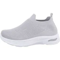 Ital-Design Damen Low-Top Freizeit Sneaker (85698338) Flach Sneakers Low in Grau