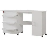 Vicco Schreibtisch Carmen, Weiß, 148 x 75 cm mit 3 Regalfächer und Schrank (1-St)