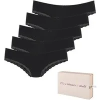 LASCANA Brasilslip (5er-Pack) aus elastischer Baumwolle mit zarter Spitze, mit Aufbewahrungsbox
