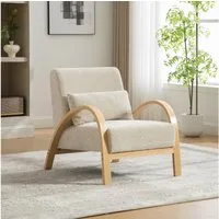 BBWL Sessel aus Chenille mit massivem Holzgestell und modernem Akzentdesign, Skandinavischer Loungesessel