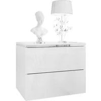 Lookway Nachttisch AURORA II SILVER Hängender Nachttisch mit LED‑Beleuchtung (1x Nachttisch), Breite: 50 cm