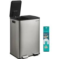 SONGMICS Mülleimer Mülltrennsystem, Mülleimer Küche, 2 Fächer, Abfalleimer, Softclose, 2 x 30 Liter