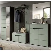 Inn.Furn Garderoben-Set Cooper, (Flurgarderobe in Salbei Grün und Basalt Grau, Komplett-Set 5-teilig, ca. 250 cm), mit Soft-Close-Funktion