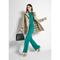 MADELEINE Trenchcoat Langarm Trenchcoat mit Bindegürtel Zweireihiger Kurzmantel mit Karofutter und Gürtel, Hemdkragen