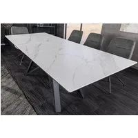 riess-ambiente Esstisch ATLAS 160-200cm weiß/schwarz – Keramik, Marmor-Design, Metallgestell (Einzelartikel, 1-St), ausziehbar für flexible Nutzung – ideal für bis zu 8 Personen
