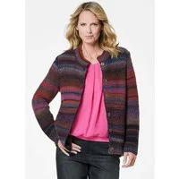GOLDNER Strickjacke Multicolor Woll-Jacke mit Stehkragen Hüftlanger Schurwoll-Cardigan, Stehkragen, Knopfverschluss