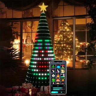 Elfeland 1.5m/1.8m/2.1m LED Christmas Tree Star Lights DIY Smart RGB Christmas Light with Remote Timer Music Sync Blueto
