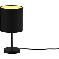 Reality Leuchten LED Nachttischlampe, Dimmfunktion, LED wechselbar, Warmweiß, kleine Designklassiker dimmbar, Fensterlampe Lampenschirm Schwarz Gold