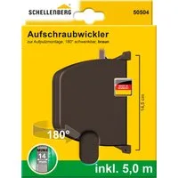 SCHELLENBERG Aufputz-Gurtwickler Aufschraubwickler für das Rollladensystem Mini, Gurtbreite 14 mm, Set, 1-tlg., schwenkbar, mit vormontiertem Rollladengurtband, braun oder weiß