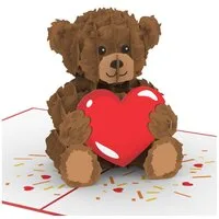 papercrush Geburtstagskarte Teddy mit Herz Pop-Up Karte, Ich Liebe Dich 3D Karte für Schatz, Handgemacht, Lasergeschnitten, Pop-Up